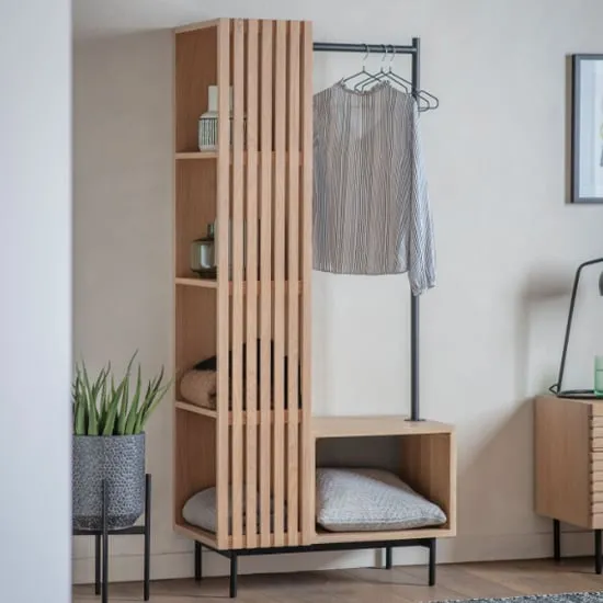 Okonma Open Wardrobe with Metal Legs - Oak