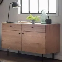 Okonma Wooden Sideboard with Metal Legs - Oak