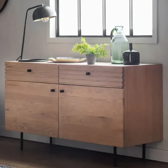 Okonma Wooden Sideboard with Metal Legs - Oak image