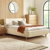 Okotoks Double Bed Frame - Beige, Boucle Fabric alternate view