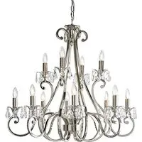 Oksana 12 Light Crystal Pendant Light - Polished Nickel, Crystal