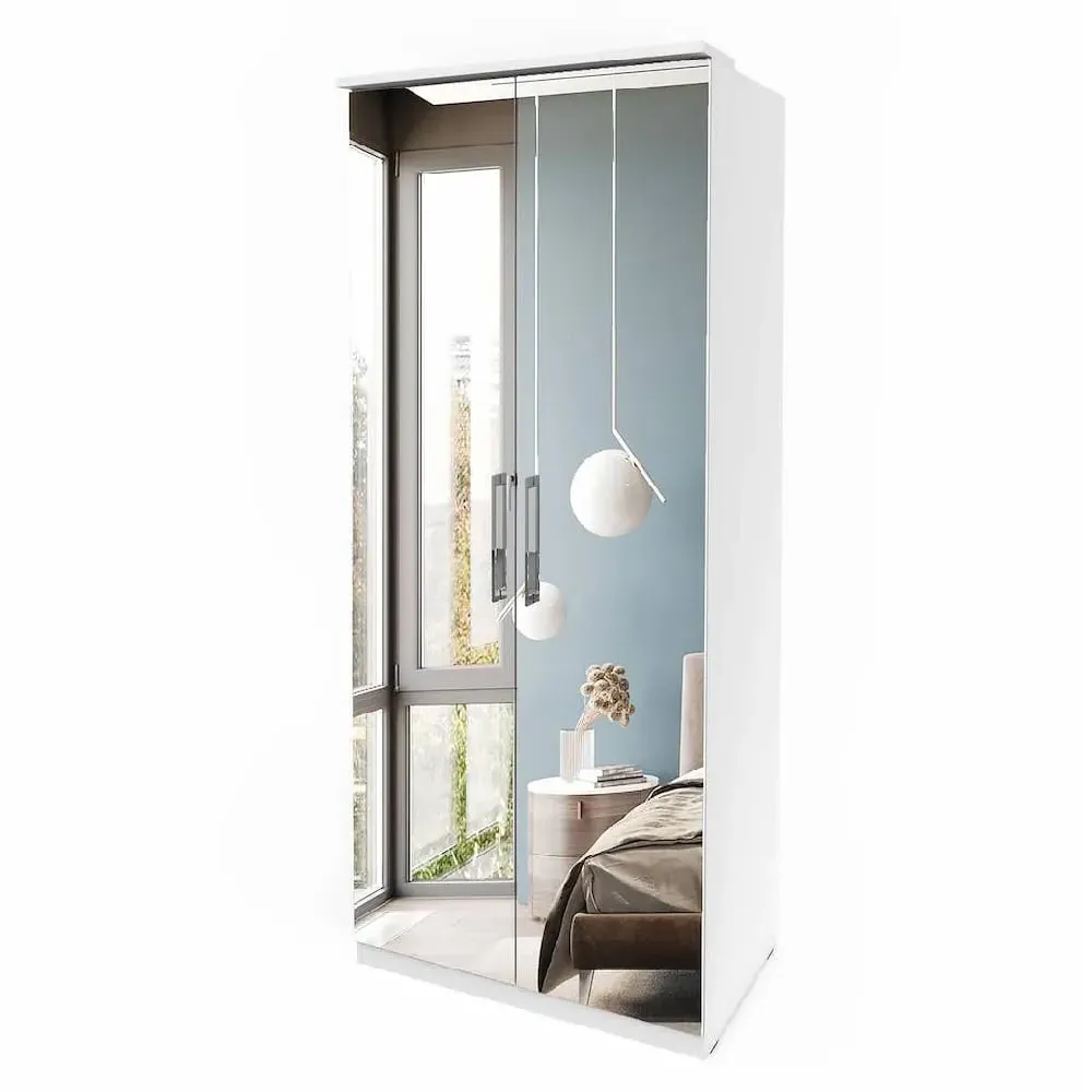 Olathe 2 Door Mirrored Wardrobe - White