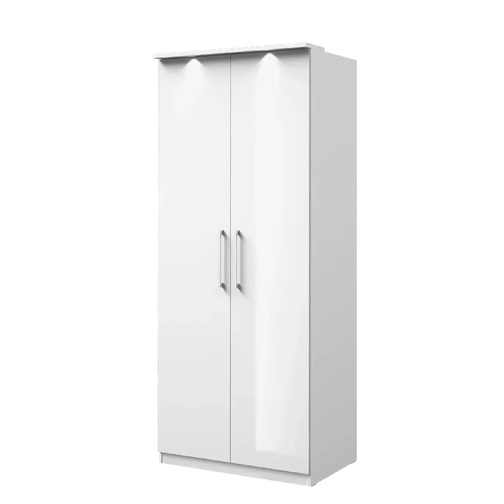 Olathe 2 Door Wardrobe - White, High Gloss