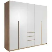 Olbia 3 Door Wardrobe with 3 Drawers - Golden Oak, White