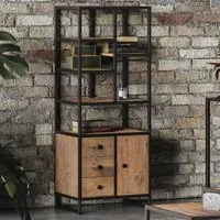 Olbia Bookcase with 1 Door 3 Drawers - Oak