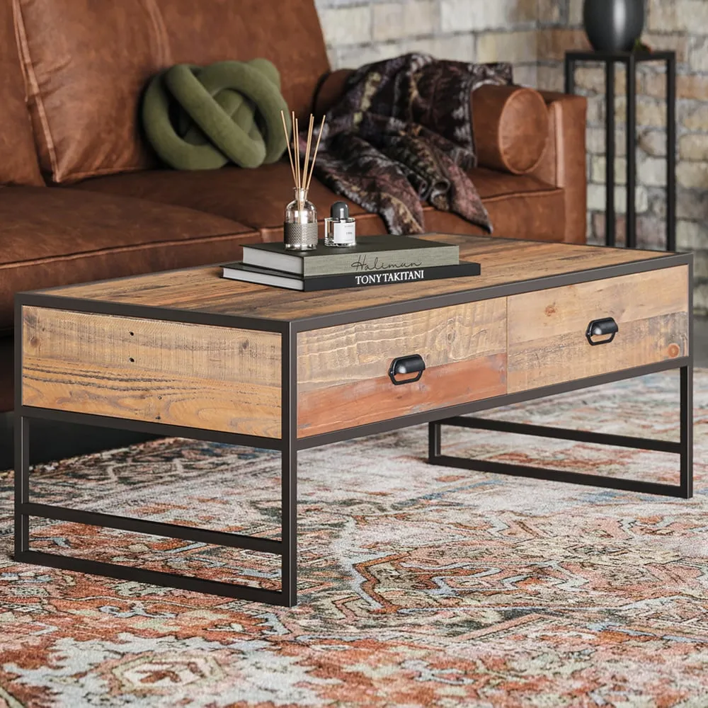 Olbia Coffee Table with 4 Drawers - Oak