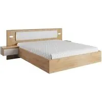 Olbia King Size Bed with Bedside Cabinets - Golden Oak