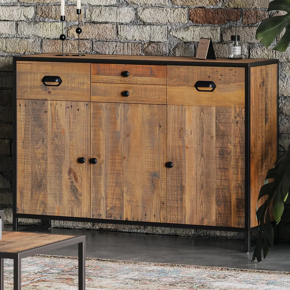Olbia Sideboard with 3 Doors 4 Drawers - Oak