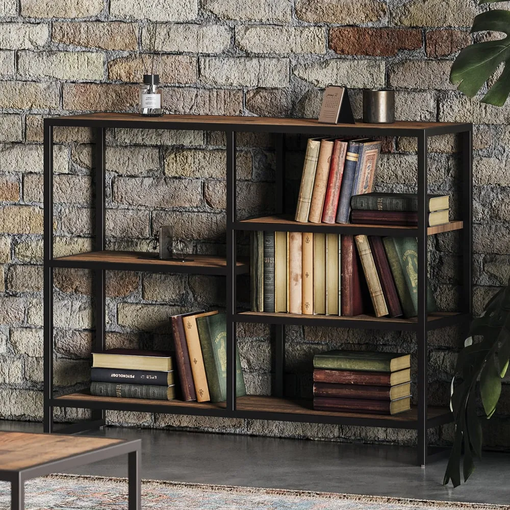 Olbia Wide Bookcase with 4 Shelves - Oak