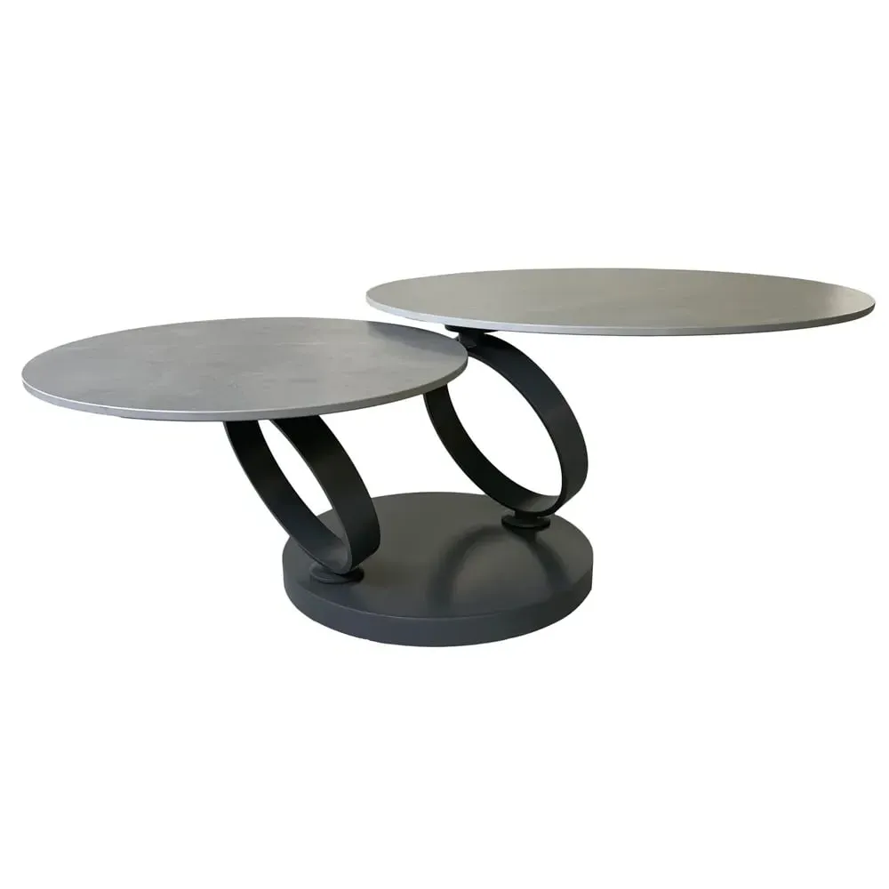 Oldham Ceramic Coffee Table with Steel Base - Grey