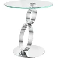 Oldham Square Glass Side Table with Swivel - Clear, Steel