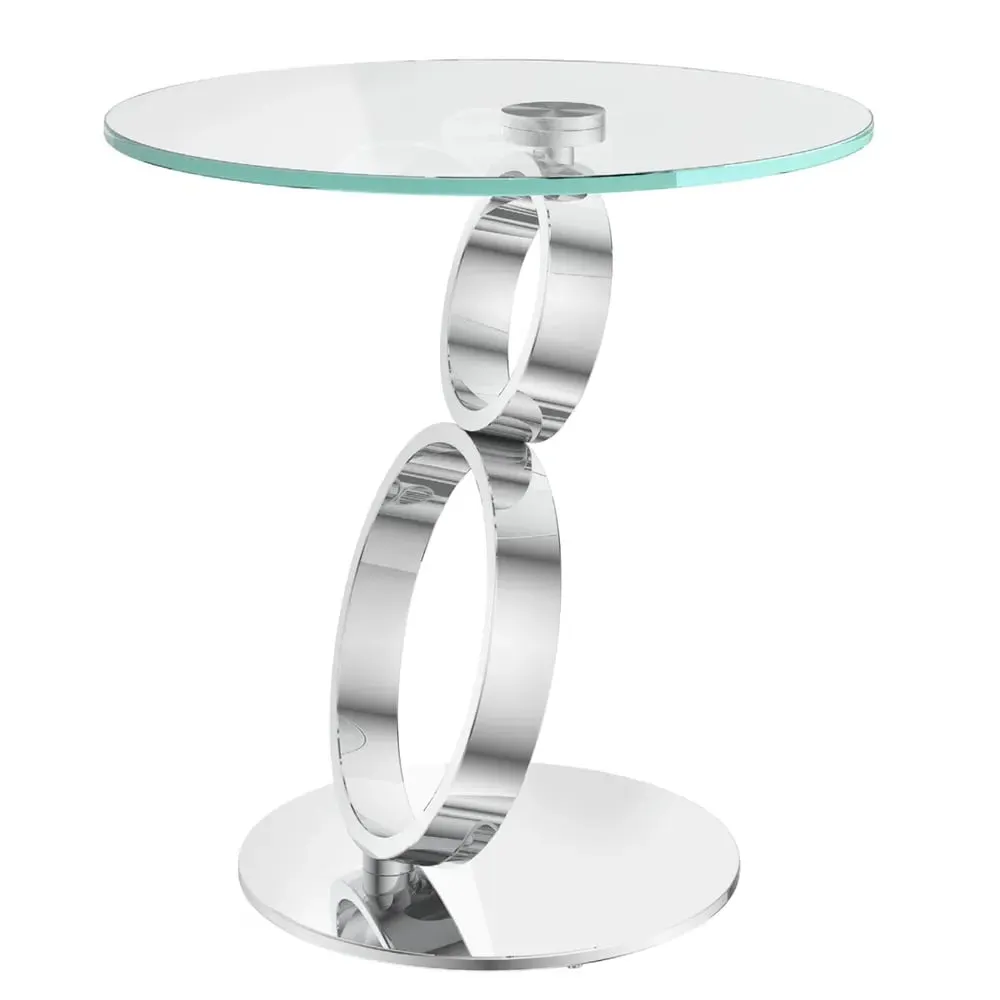 Oldham Square Glass Side Table with Swivel - Clear, Steel