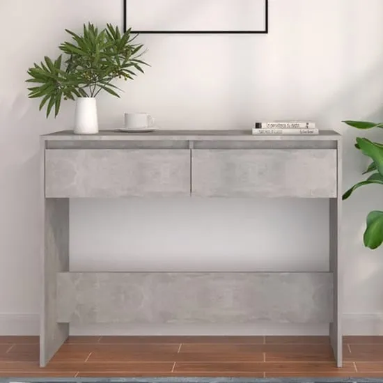 Olenna Console Table with 2 Drawers - Concrete Effect image