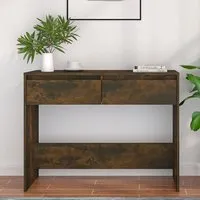 Olenna Console Table with 2 Drawers - Smoked Oak, Chipboard alternate view