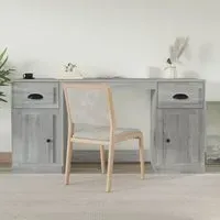 Oliver Computer Desk with Storage - Grey, Sonoma Oak