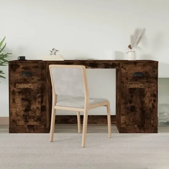 Oliver Computer Desk with Storage - Smoked Oak image