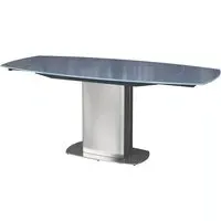Oliver Extendable Dining Table with Steel Base - Grey, Glass