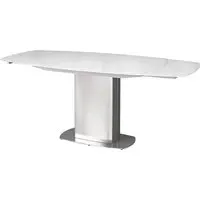 Oliver Extendable Dining Table with Steel Base - White, Glass