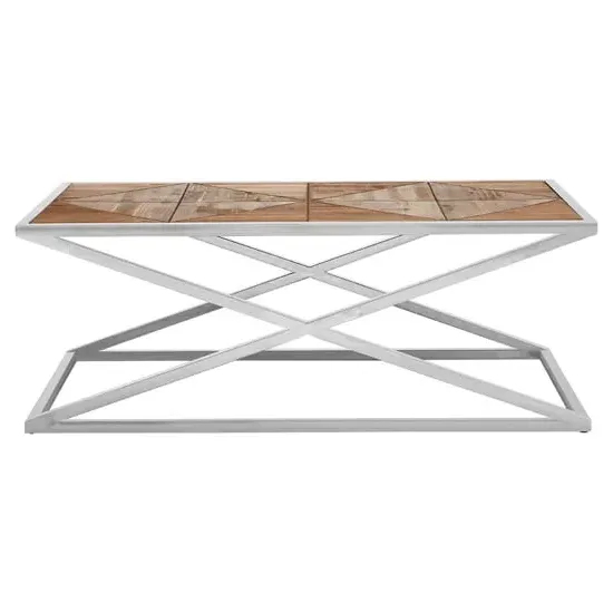 Oliver Wooden Coffee Table with Steel Frame - Natural image