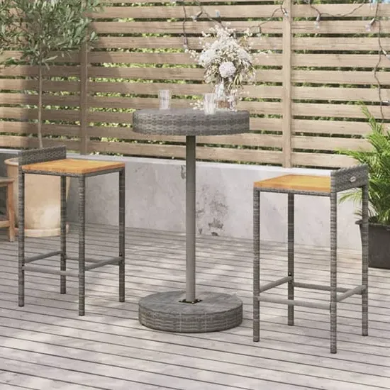 Olivia 3 Piece Garden Bar Set - Grey, Poly Rattan image
