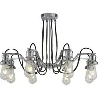 Olivia 8 Light Braided Cable Pendant Light - Chrome, Black
