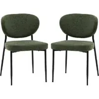 Olney Dining Chairs with Metal Frame - Green, Fabric