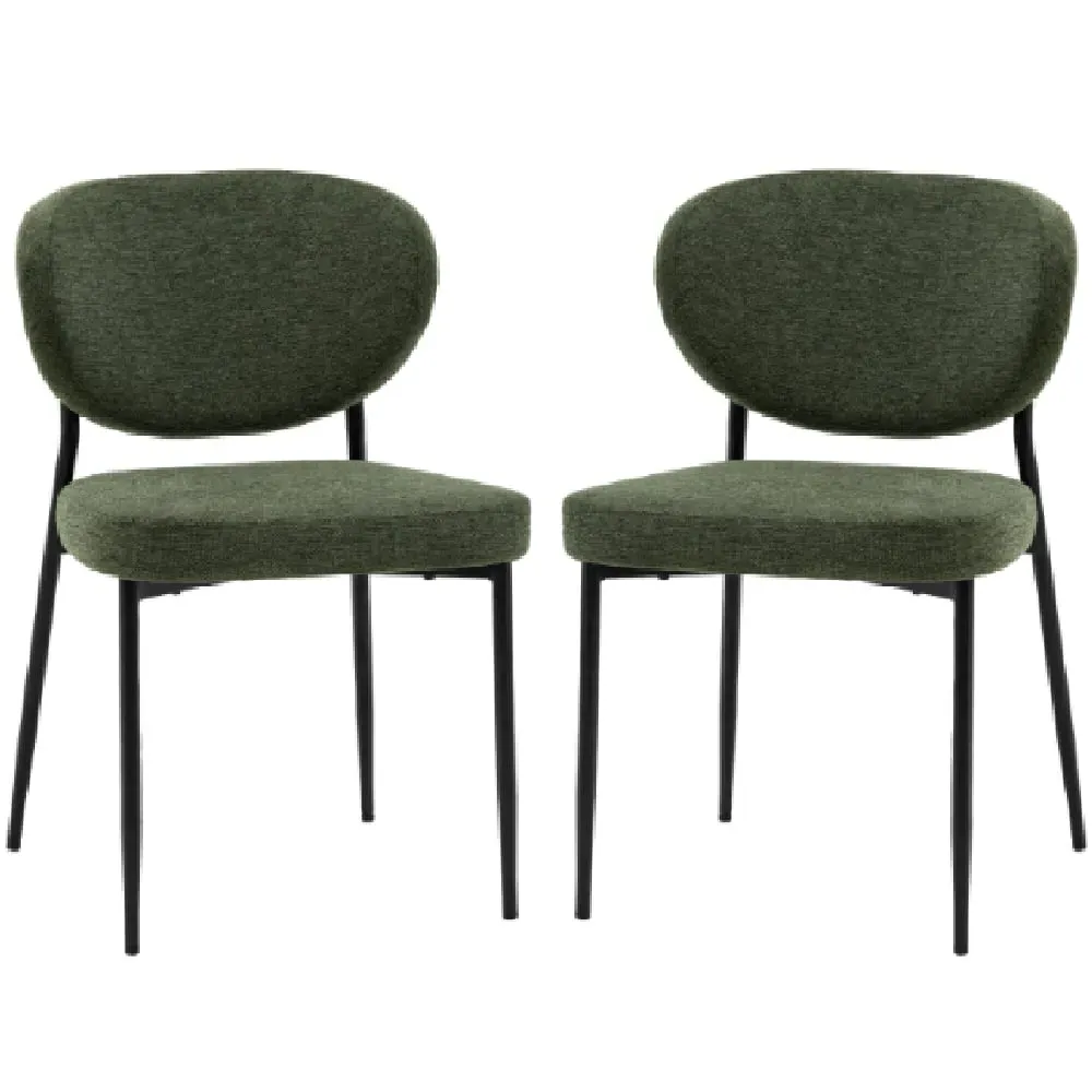 Olney Dining Chairs with Metal Frame - Green, Fabric image