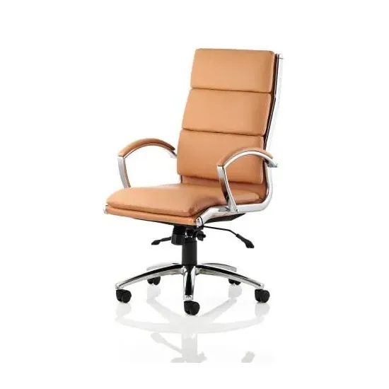 Olney High Back Office Chair with Arms - Tan, Bonded Leather