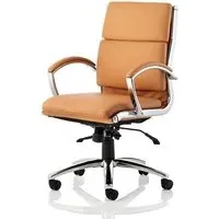 Olney Medium Back Office Chair with Arms - Tan, Bonded Leather