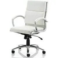 Olney Medium Back Office Chair with Arms - White, Bonded Leather