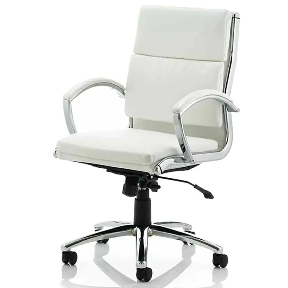 Olney Medium Back Office Chair with Arms - White, Bonded Leather
