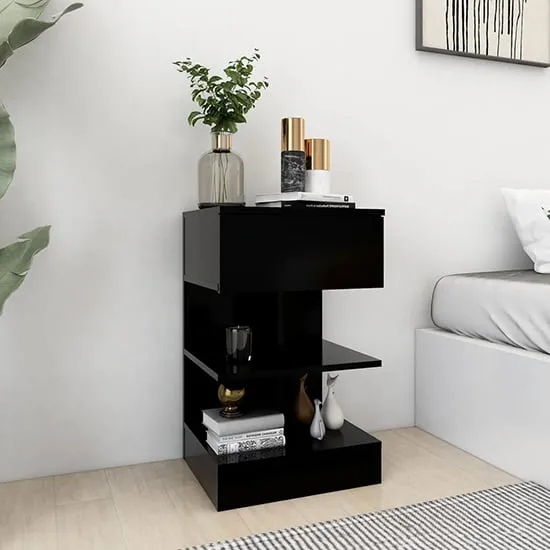 Oluina Bedside Cabinet with 1 Drawer - Black image
