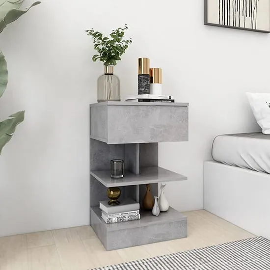 Oluina Bedside Cabinet with 1 Drawer - Concrete Effect