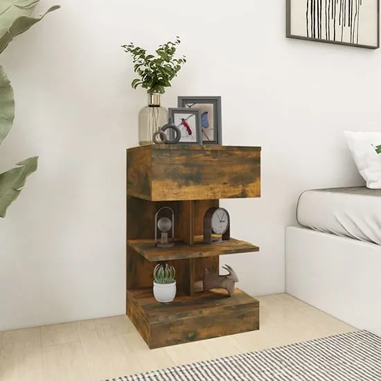 Oluina Bedside Cabinet with 1 Drawer - Smoked Oak