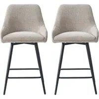 Omaha Bar Chairs In Pair - Biscuit, Fabric