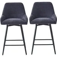 Omaha Bar Chairs In Pair - Graphite Grey, Fabric
