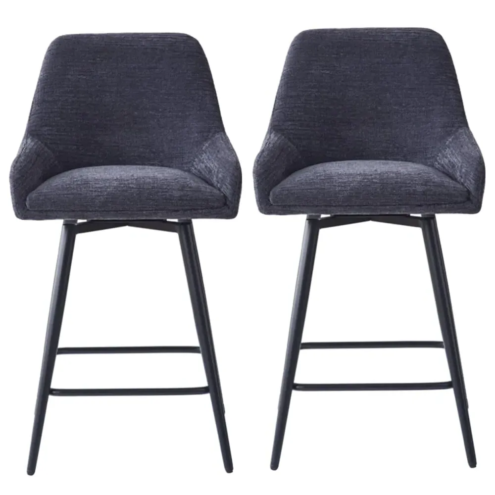 Omaha Bar Chairs In Pair - Graphite Grey, Fabric
