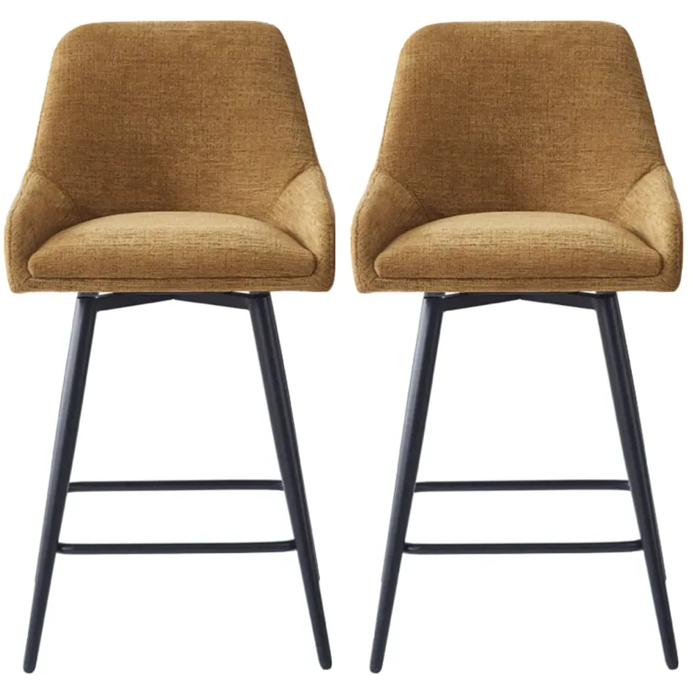 Omaha Bar Chairs In Pair - Mustard, Fabric