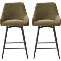 Omaha Bar Chairs In Pair - Olive Green, Fabric