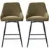 Omaha Bar Chairs In Pair - Olive Green, Fabric