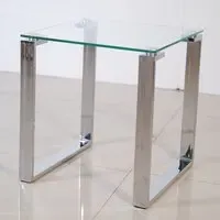 Omaha Clear Glass End Table - Clear, Stainless Steel