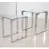 Omaha Clear Glass Nest of 2 Tables - Clear, Stainless Steel