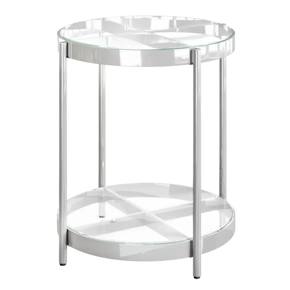 Omaha Clear Glass Side Table - Clear, Stainless Steel