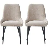 Omaha Dining Chairs In Pair - Biscuit, Fabric