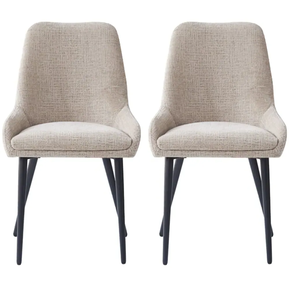 Omaha Dining Chairs In Pair - Biscuit, Fabric image