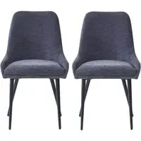 Omaha Dining Chairs In Pair - Graphite Grey, Fabric