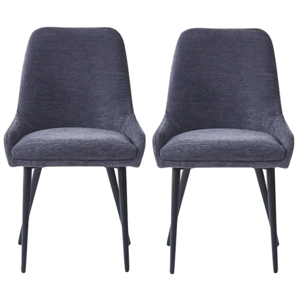 Omaha Dining Chairs In Pair - Graphite Grey, Fabric