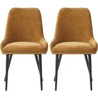 Omaha Dining Chairs In Pair - Mustard, Fabric