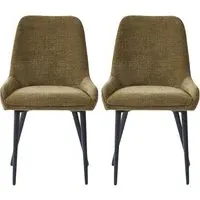 Omaha Dining Chairs In Pair - Olive Green, Fabric