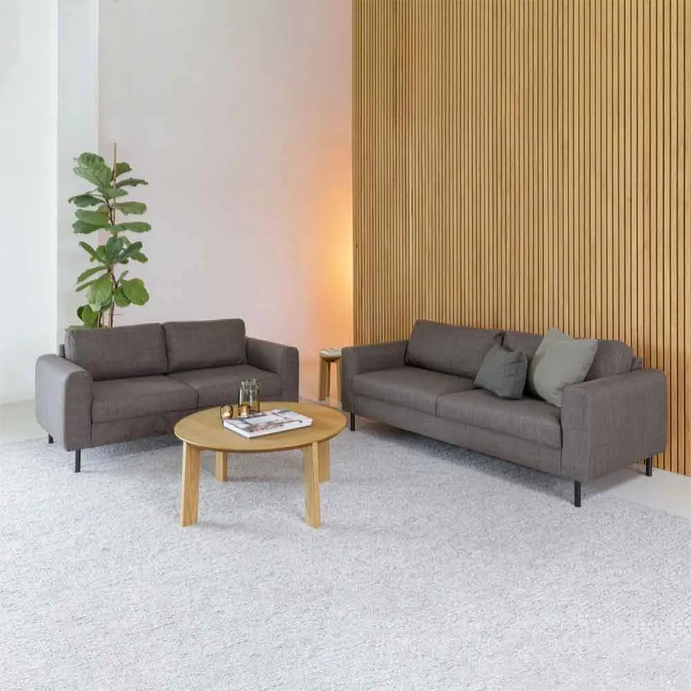 Onalaska 2+3 Seater Sofa Set - Light Grey Brown, Fabric